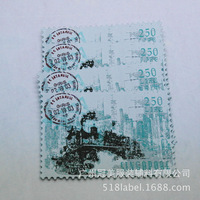 2024年復古數碼織嘜洗水標 郵票狀服裝商標織嘜 復古服裝織嘜領標